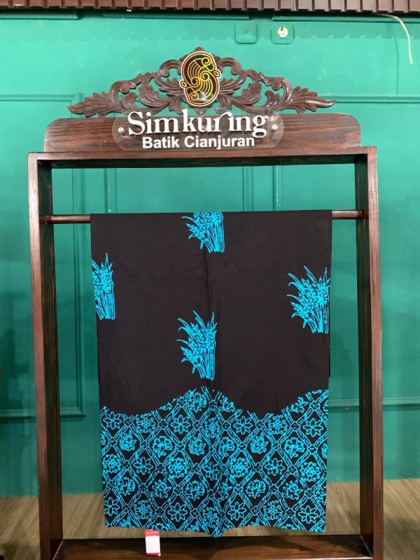 Kain Batik Cap Motif Padi Biru